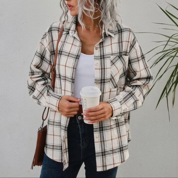Oversized Plaid Button Up Shacket main image 0
